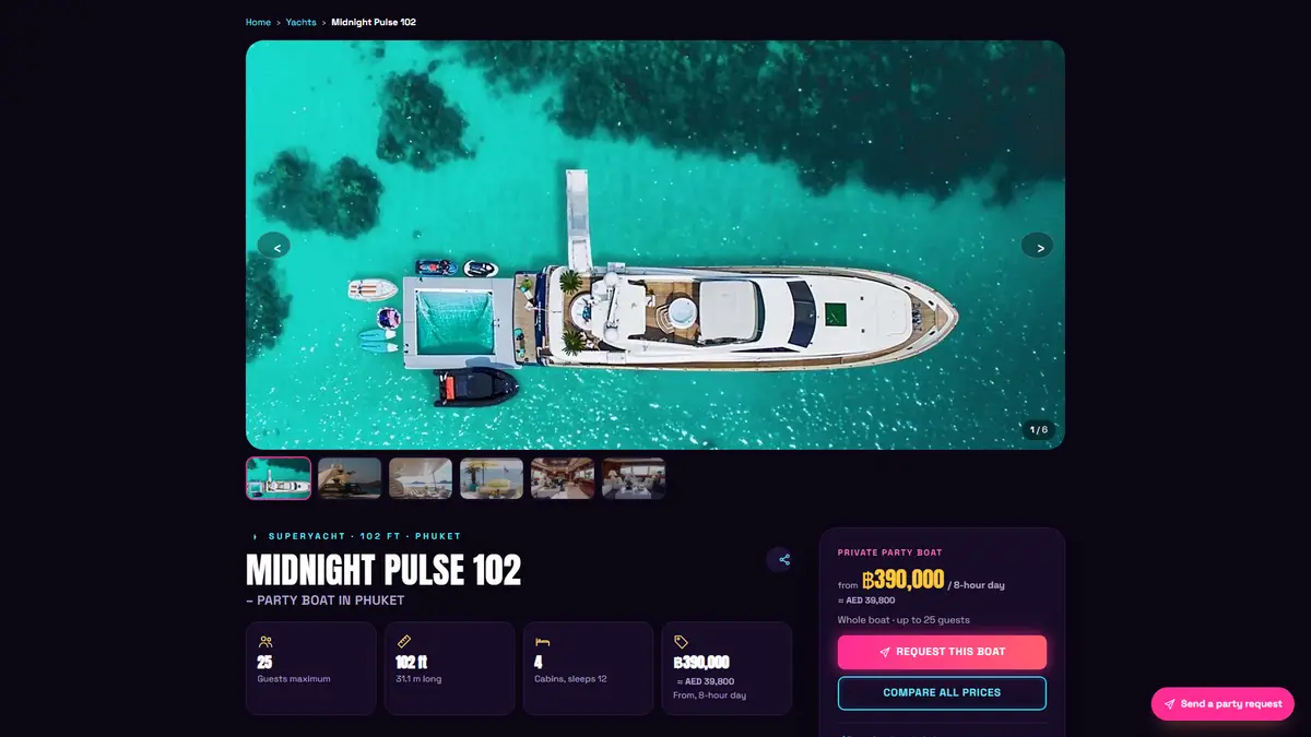 Phuket Yacht Party: Party Boat & DJ Cruise Website with a Party Builder — gallery image 5
