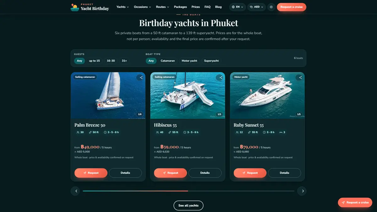 Phuket Yacht Birthday: موقع رحلات أعياد الميلاد على اليخوت في بوكيت — gallery image 1