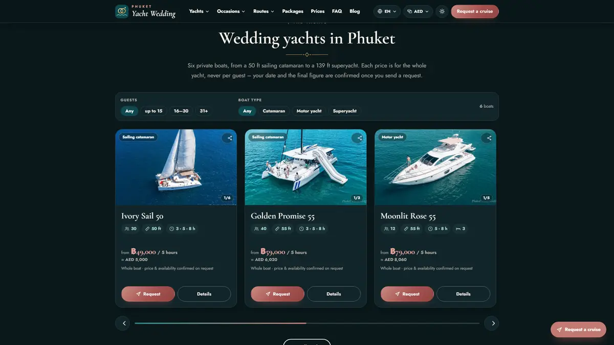 Phuket Yacht Wedding: Proposal & Wedding Cruise Website in Thailand — gallery image 1