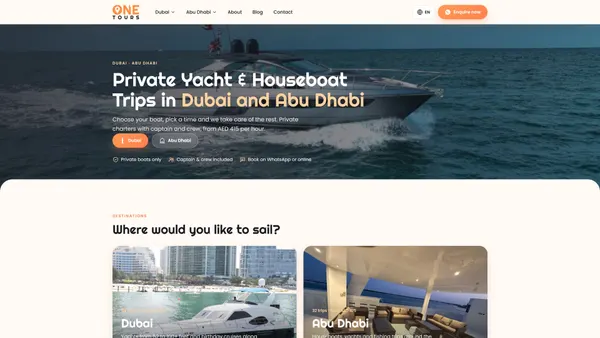 One Tours — Yacht, Houseboat & Fishing Trip Booking Site, Dubai & Abu Dhabi
