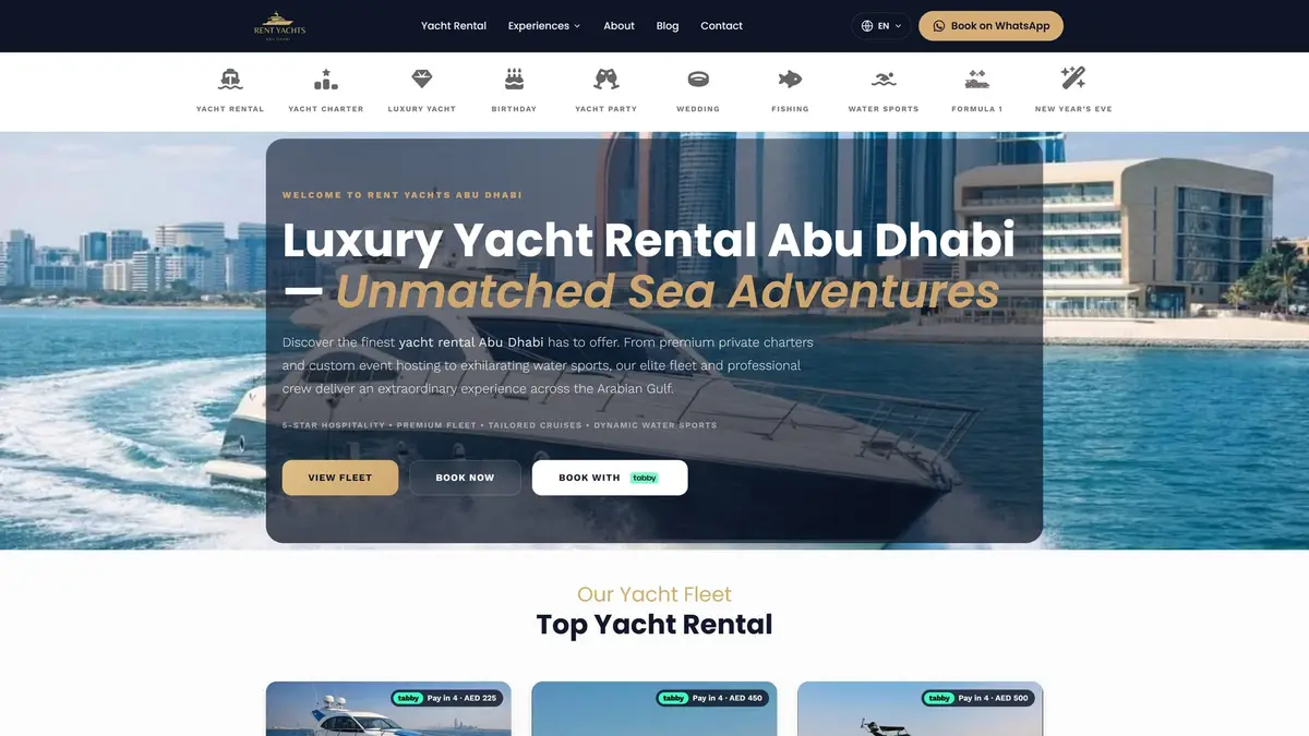 Rent Yachts Abu Dhabi: موقع تأجير اليخوت والتجارب البحرية