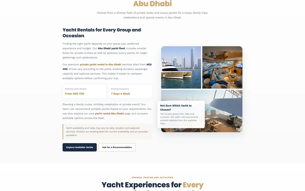 Rent Yachts Abu Dhabi: موقع تأجير اليخوت والتجارب البحرية — gallery image 2