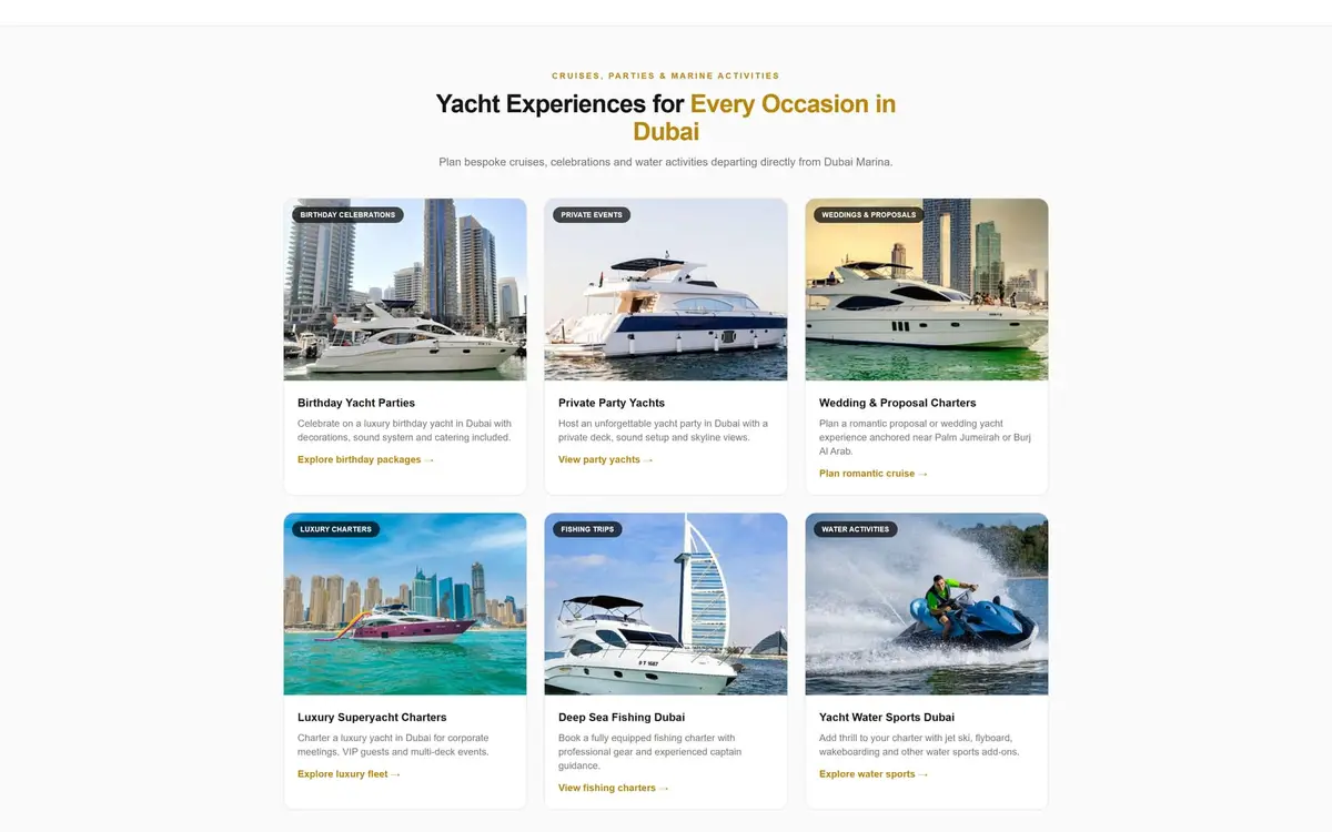 Rent Yachts Dubai: منصة حجز يخوت مخصصة مبنية بـ Next.js — gallery image 3