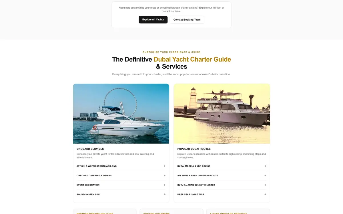 Rent Yachts Dubai: منصة حجز يخوت مخصصة مبنية بـ Next.js — gallery image 4