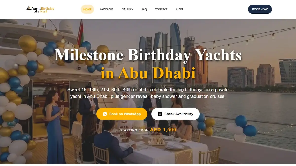 Yacht Birthday Abu Dhabi — Milestone Birthday Yacht Booking Website