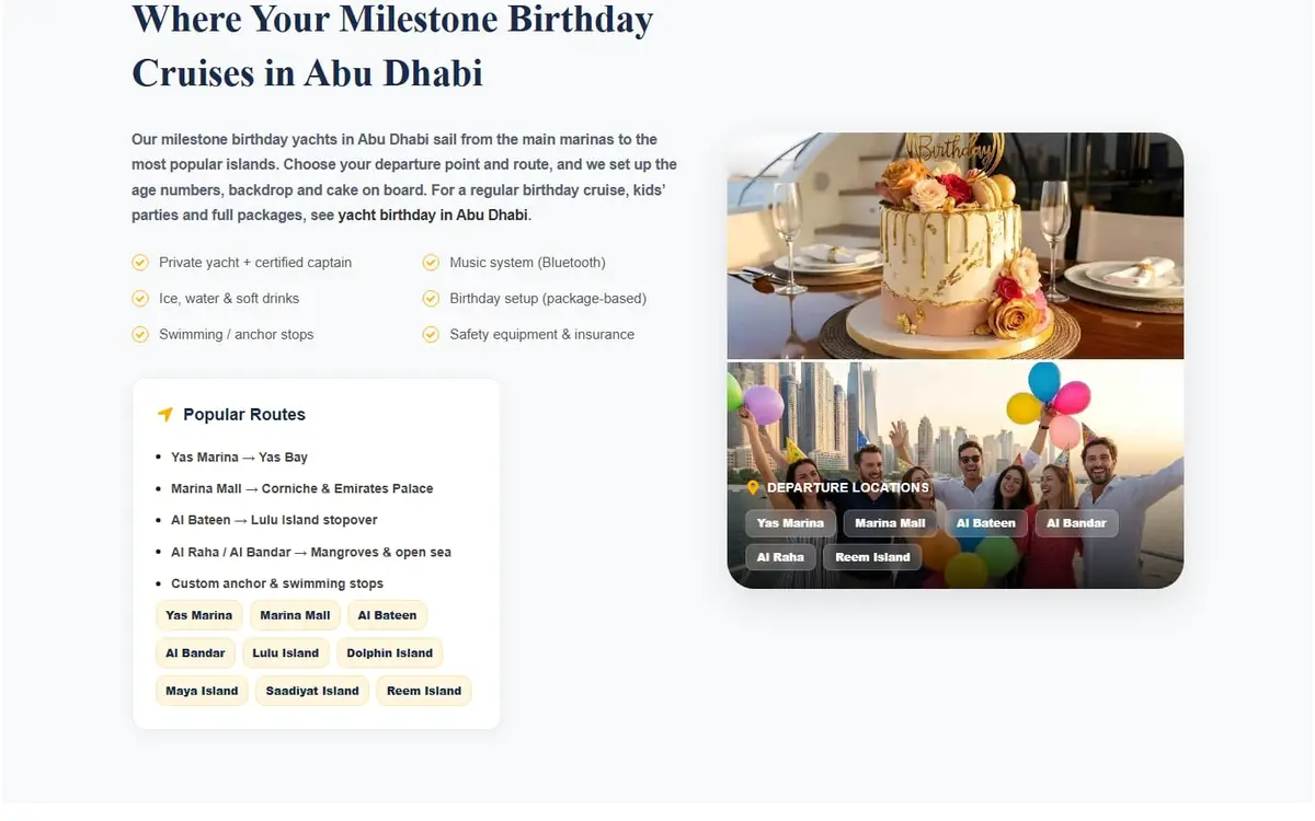 Yacht Birthday Abu Dhabi — Milestone Birthday Yacht Booking Website — gallery image 1