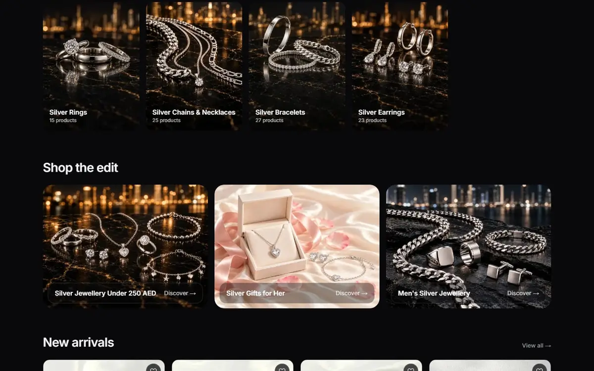 دبي سيلفر: متجر مجوهرات فضة استرليني 925 بـ Next.js — gallery image 1
