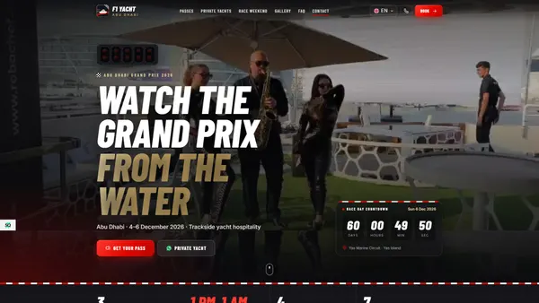 F1 Yacht Abu Dhabi — Grand Prix Yacht Hospitality & Pass Booking Website