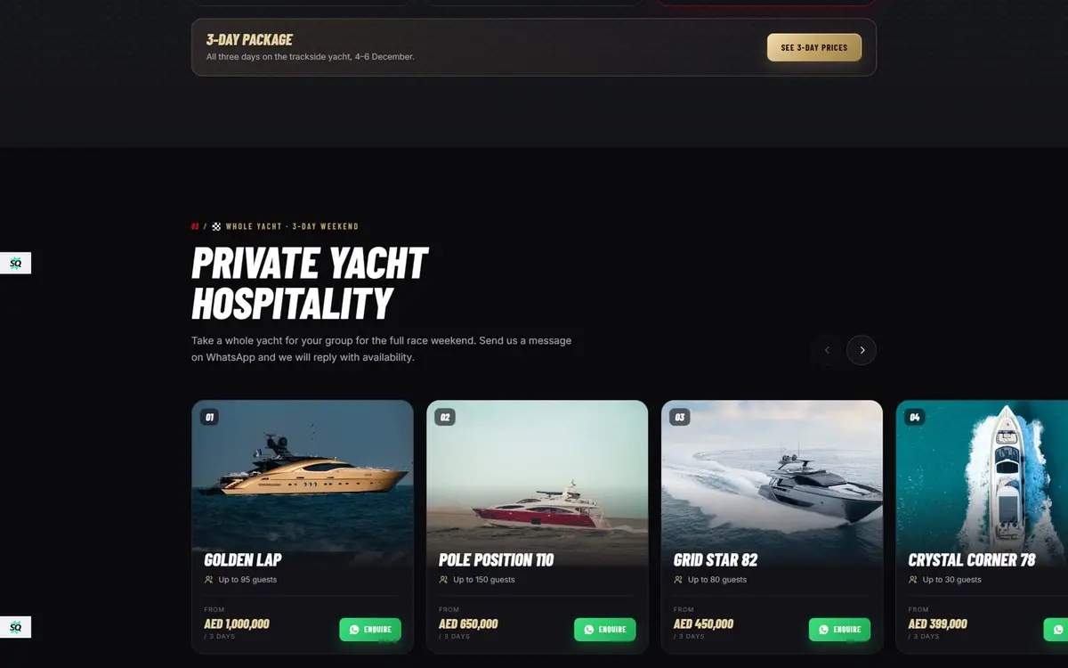 F1 Yacht Abu Dhabi — Grand Prix Yacht Hospitality & Pass Booking Website — gallery image 3