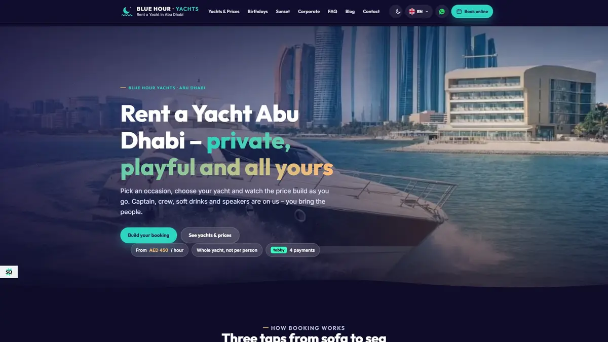 Blue Hour Yachts — Rent a Yacht Abu Dhabi with a Live Booking Builder