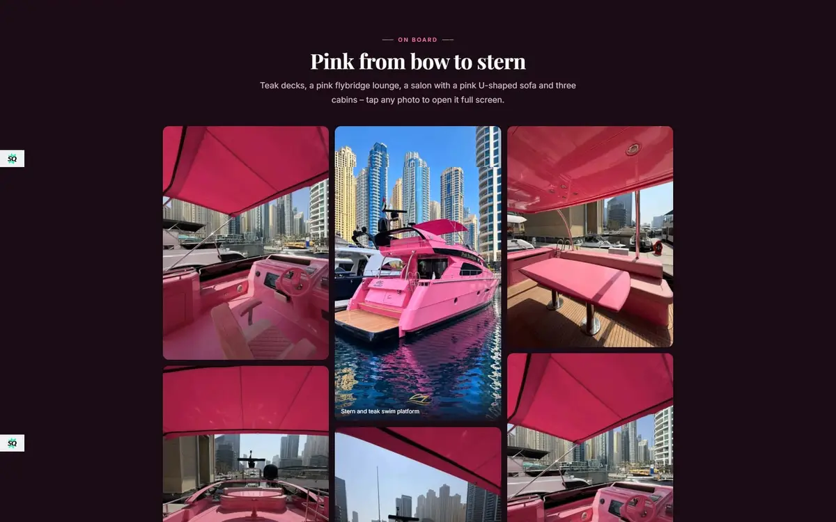 Pink Yacht Dubai — Single-Yacht Charter Website with Price Calculator — gallery image 2