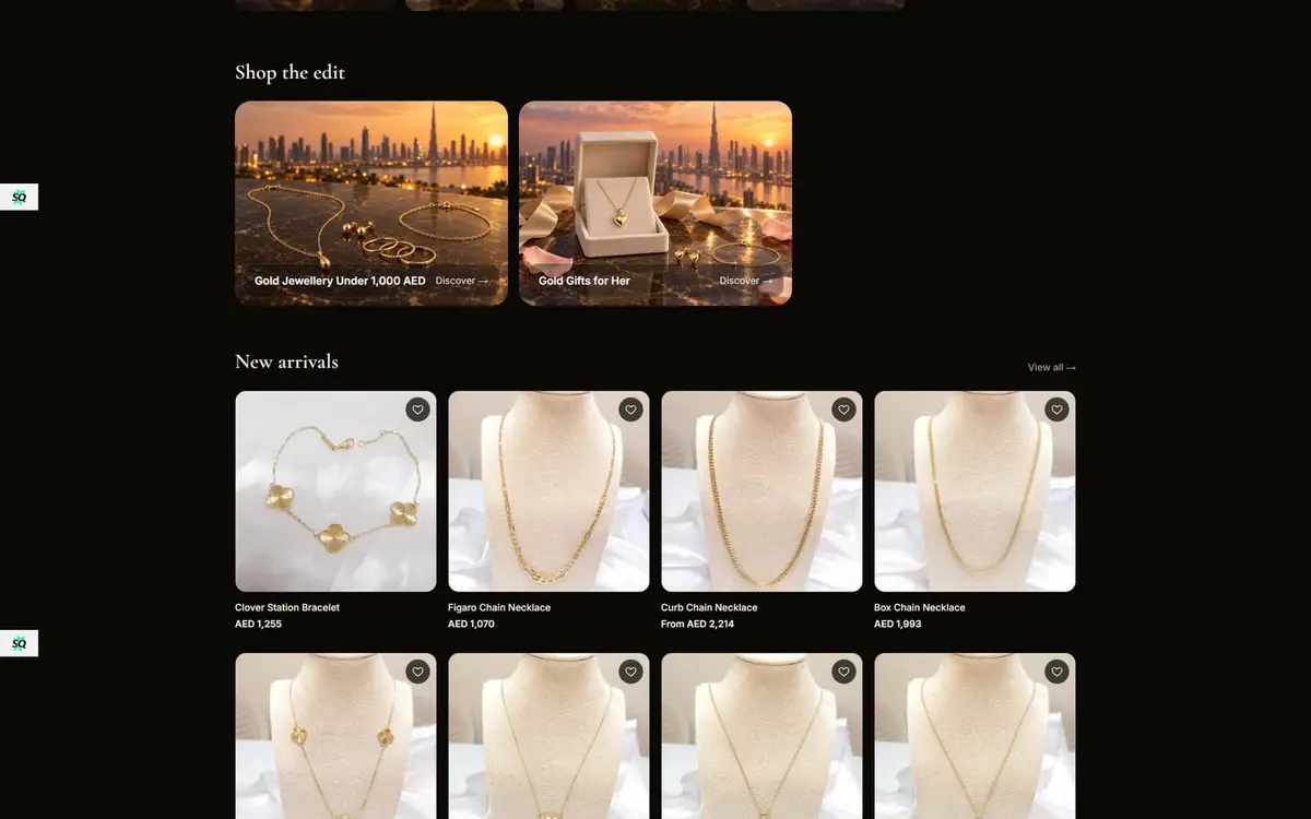 Dubai Gold Jewellery — 18K Gold E-commerce Store, Next.js — gallery image 1