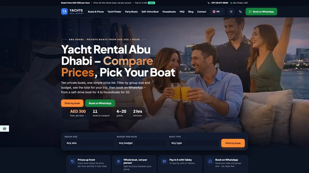 Yachts Abu Dhabi — Yacht Rental Website with Instant Boat Finder