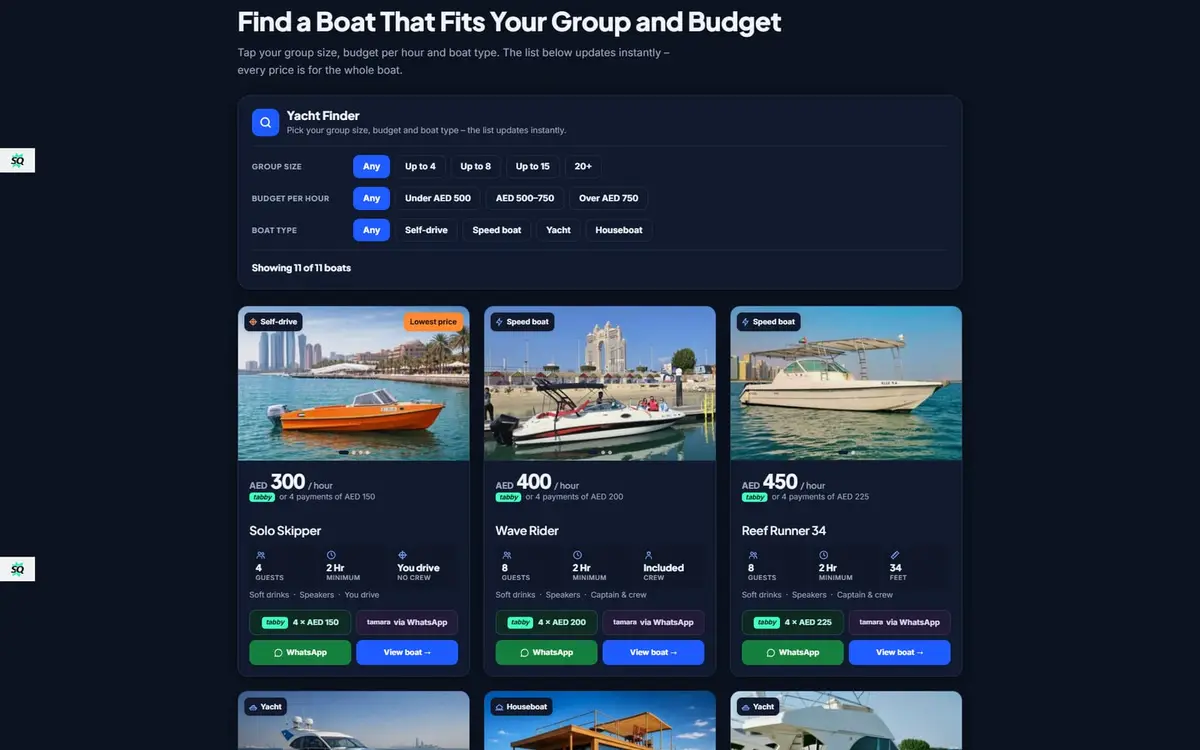 Yachts Abu Dhabi — Yacht Rental Website with Instant Boat Finder — gallery image 1