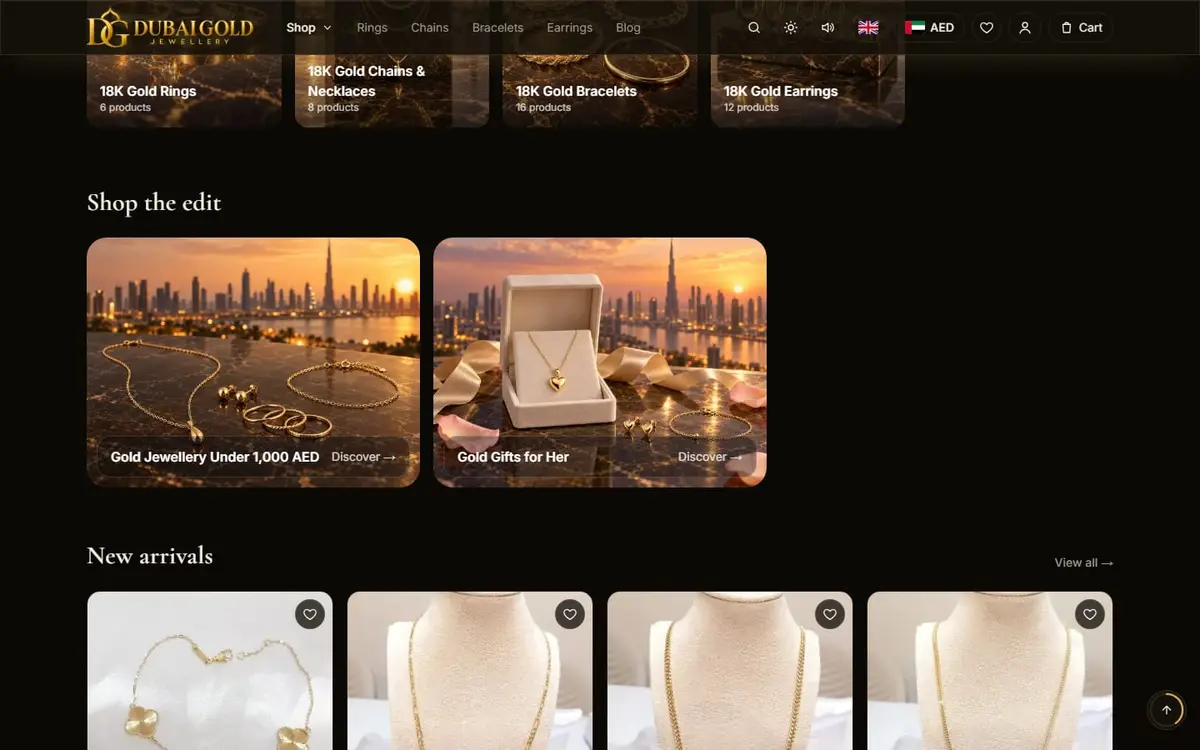 Dubai Gold Jewellery — 18K Gold E-commerce Store, Next.js — gallery image 3