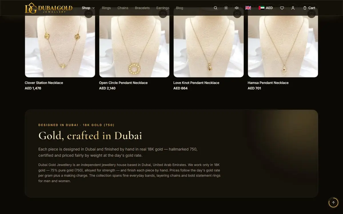 Dubai Gold Jewellery — 18K Gold E-commerce Store, Next.js — gallery image 5