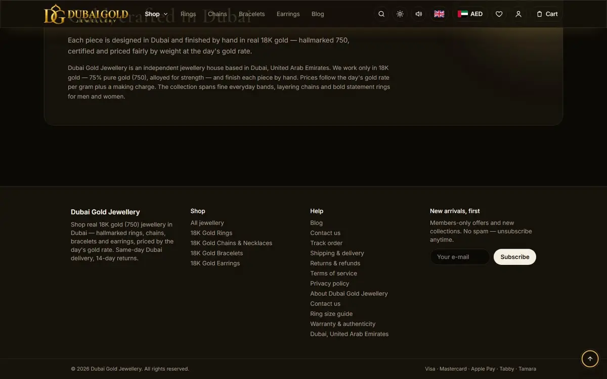 Dubai Gold Jewellery — 18K Gold E-commerce Store, Next.js — gallery image 6