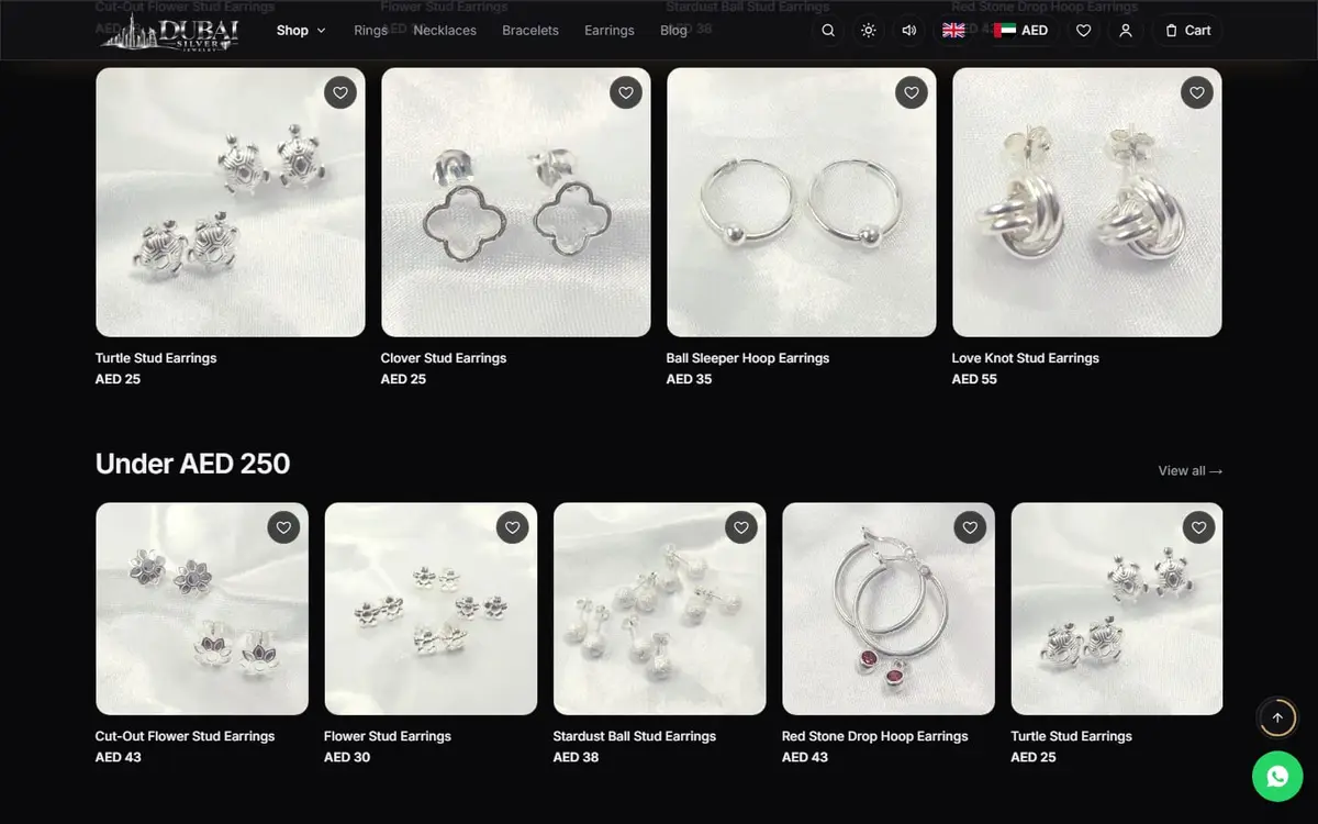 قوائم المنتجات على Dubai Silver بأسعار بالدرهم وخيارات الدفع لاحقًا