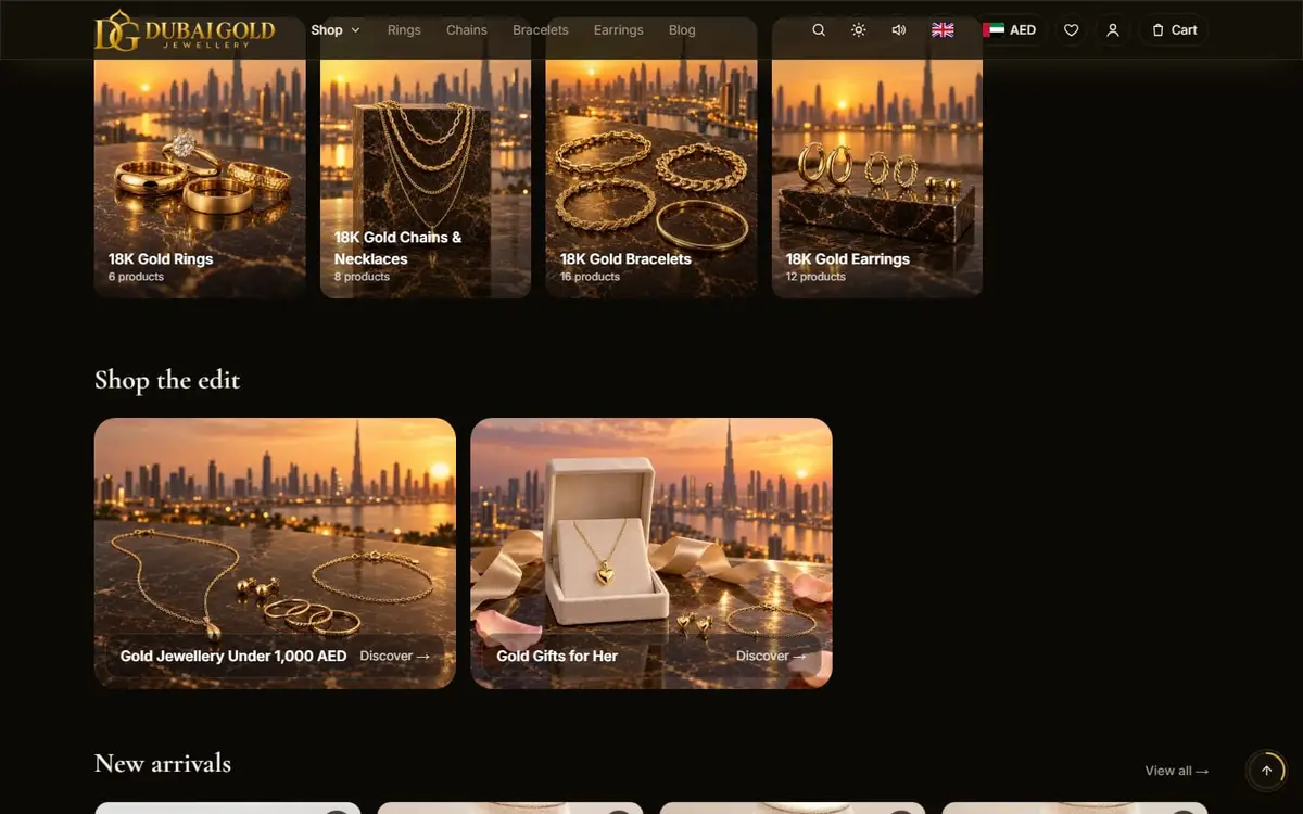 The bracelets collection, with 16 designs priced in AED.